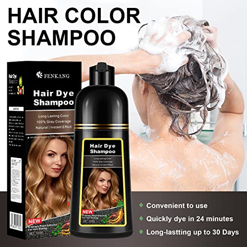 Instant Wine Red Hair Dye Shampoo for Gray Hair 3 in 1, Natural Wine Red Hair Shampoo for Women Men Black Colors, 100% Coverage Herbal Ingredients Long Lasting Effect Black Hair Dye 16.9 Fl Oz