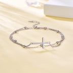 MANBU Sterling Silver Cross Bracelet for Women: Faith Cross Adjustable Bracelet Jewelry Faith Gifts (cross bracelet)
