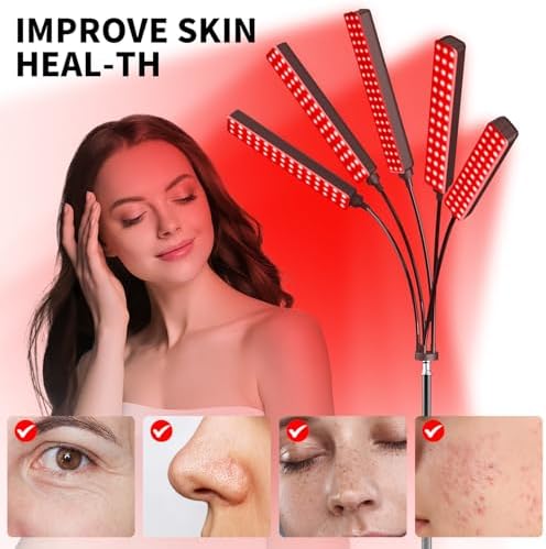 Red Light Therapy for Face Body, 5 Heads Red Infrared Light Therapy Device, 7Colors Full Body Red Light Therapy Devices, 660nm and 850nm Near Infrared for Face,Muscle,Body,Skin