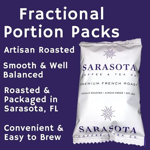 Sarasota Coffee Ground Packets | Low Acid Dark Roast Ground Coffee Packs | European French Roast | Mold Free Coffee Singles Packets | Ground Coffee Pouches | Individual Coffee Packets for 12 Cup Coffee Maker | 1.75 Ounce Bags, 100 Count