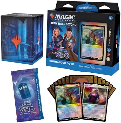 Magic The Gathering Doctor Who Commander Deck – Timey-Wimey (100-Card Deck, 2-Card Collector Booster Sample Pack + Accessories)