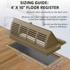 Floor Vent Cover 2 Pack, Heat Air Vent Deflectors for Home Floor 4 '' x 10 '', Adjustable Pop Up Floor Vent Register Use for Home, Office, Brown