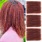 Unionbeauty Afro Kinky Bulk Hair for Micro Twist 8 Inch 3 Packs Ginger Braiding Hair for Dreadlock Extensions Curly Braiding Loc Repair Boho Braids Mini Passion Twist for Black Woman 30g/Pack 350#