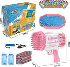 Bubble Machine Gun, 69 Holes Bubble Gun with Lights, Pink Outdoor Summer Beach Kids Bubbles Toys Birthday Wedding Party Fun for Girls Boys
