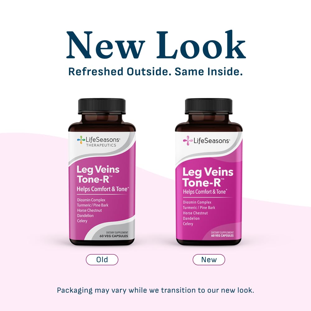 LifeSeasons Leg Veins Tone-R - Supports Vein Health & Circulation - Reduces Spider Veins, Restlessness & Heavy Legs - Enhances Vascular Strength - Diosmin, Horse Chestnut & Turmeric - 60 Capsules