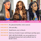 SWEETGIRL Body Wave Lace Front Wigs Human Hair Pre Plucked 13x6 HD Lace Front Wigs Human Hair Frontal Wigs for Women 180 Density (24 Inches, Natural Black)