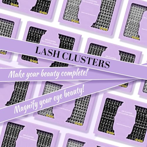 B&Qaugen Lash Clusters 208 PCS Cluster Lashes Individual Lashes B05+B06 Eyelash Extensions 10-18mm DIY Lash Extensions D Curl Volume Wispy Soft Comfortable Band False Lashes (D-10-18MIX)