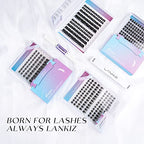 LANKIZ DIY Eyelash Extensions,Individual Lash Extensions Clusters,154 Clusters, Soft and Lightweight 12mm Only Mix Resuale Wide Band Cluster Lashes for Home use (Natural C curl)