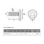 VGBUY M6-1 x 45 mm 30pcs Flat Head Hex Socket Cap Screws Metric M6 Bolts, 304 Stainless Steel 18-8, Black Zinc Plated, Full Thread, with Hex Spanner