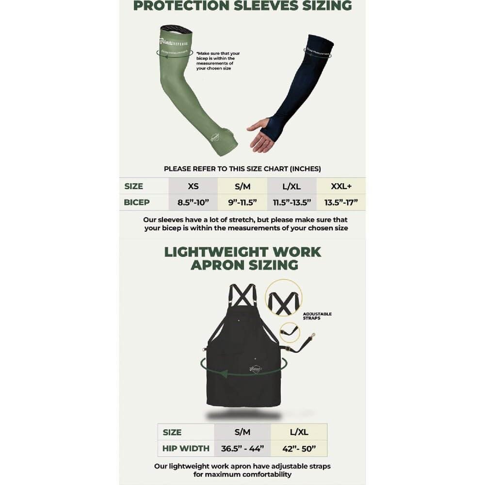 FARMER'S DEFENSE Gardening Arm Sleeves|UV Cooling Protective Sleeve Women & Men|Anti-Scratch Cover Sun UPF Outdoor Protection - Forest Green - L/XL