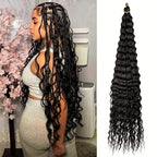 Ocean Wave Crochet Hair For Black Women 24 Inch 8 Packs Deep Wave Curly Braiding Hair Extensions Soft Crul Crochet Hair For Boho Braids(24inch, 8pack, black)…