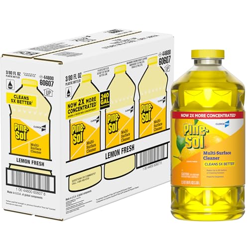CloroxPro Pine-Sol Multi-Surface Cleaner, All Purpose Cleaner, Lemon Fresh, 80 Fluid Ounces, Pack of 3 (Package May Vary)