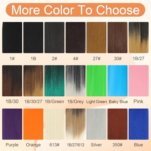 Braiding Hair Pre Stretched, 26 Inch 8 Pack Black Prestretched Braiding Hair For Women Braid Hair, Long Professional Synthetic Hair For Knotless Boho Crochet Braids,Yaki Straight Texture(26in,1b,8pc）