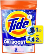 Tide Oxi Boost Power PODS Laundry Detergent Pods, 18 Count, Stain Remover Plus Oxi Power