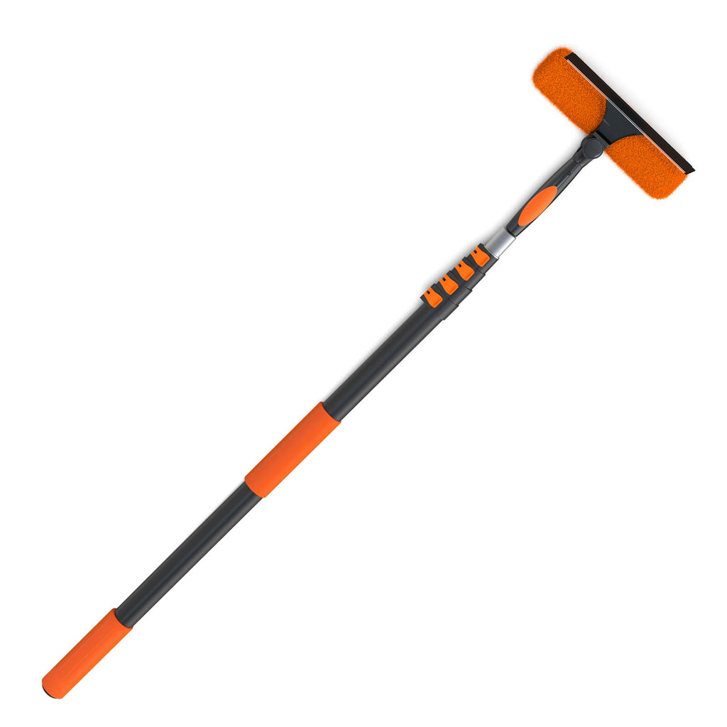 LAANPOLE 20FT Window Squeegee with Extension Pole, 2-in-1 Squeegee for Window Cleaning, Professional Cleaning Kit for Home with 12FT Telescoping Pole for Outdoor Indoor Use