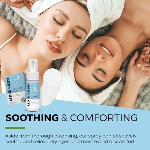 Essentially Based Eyelid Cleanser Kit - 2 oz Eyelids and Eyelash Cleaner - Hypochlorous Acid Spray Solution - Eye Wash Solution with 30 Application Pads - Made in USA