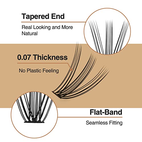 4 Trays 960pcs Individual Lashes Extension, 10D Natural Mix Pack Cluster Lashes, 10-14mm Mix Lengths C Curl 0.07mm Thickness Lash Clusters And Apply Under your Lashes