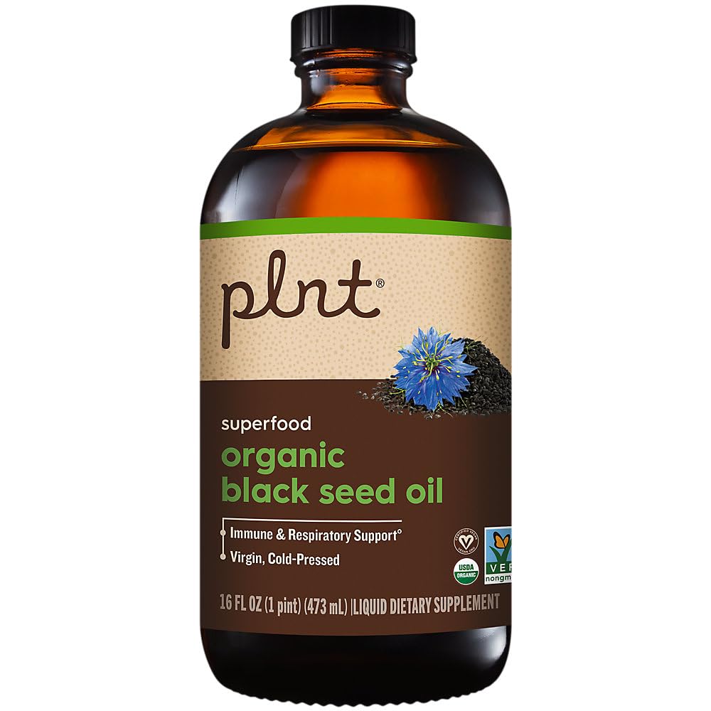 plnt Organic Black Seed Oil a Superfood for Immune & Respiratory Support a Cold-Pressed (16 fl. oz.)