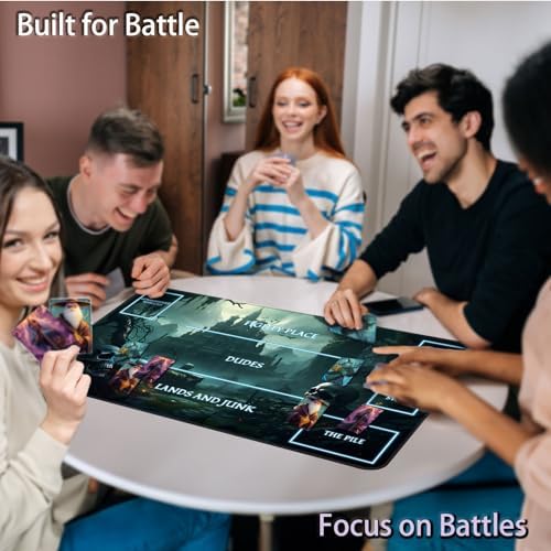 for MTG Game Playmat, for Magic TCG Rubber Play mat,Tabletop Card Playmats with Smooth Surface,Trading Card Inked Game Mat with White Zones,Battle Game,Skull Castle
