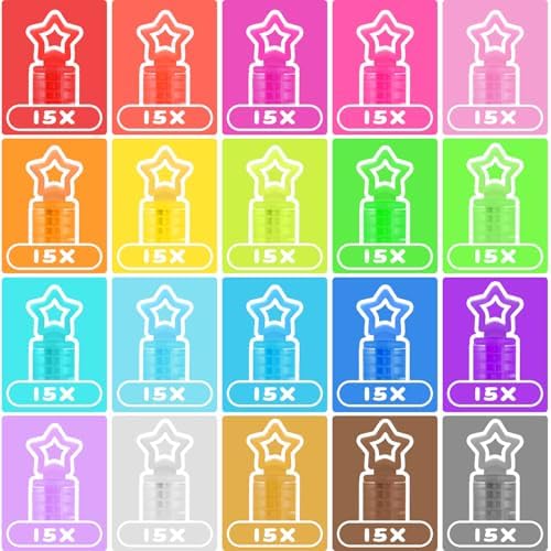 300 Pack 20 Colors Neon Bubbles Bulk in Gift Box, Mini Star Bubble Wand Party Favors for Kids, Birthday Treats, Party Supplies, Goody Bag Stuffer, Classroom Giveaways, Carnival Prizes Toy for Toddlers