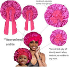 BONNET QUEEN Mommy and Me Silk Satin Sleep Bonnet Hair Wrap 2Pcs