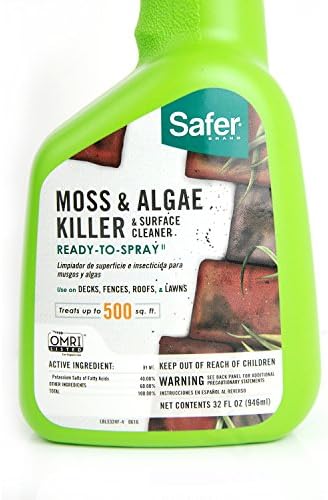 Safer Brand 5324-6 Moss and Algae Killer and Surface Cleaner, 32 oz. Hose Sprayer