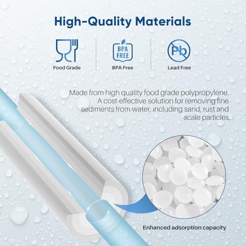 PUREPLUS 5 Micron 20" x 2.5" Whole House Sediment Home Water Filter, 20-inch Sediment Pre-Filtration, Replacement Cartridge Aqua Pure AP110-2C, Pentek P1-20/SP-P1-20/PX01-20, Watts FPMB5-20, 4Pack
