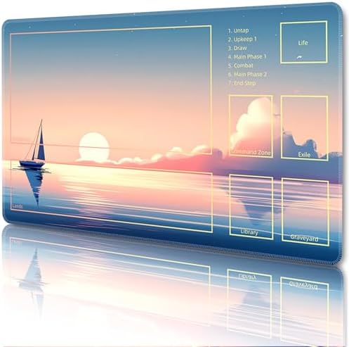 MTG Playmat with Zones Magic Card Playmat Game Mat,TCG & CCG Card Games Mat with Free Storage Bags Size 24 x 14 Inches (with Zones,Landscape)