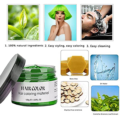 Green Puprle Red Gray Temporary Hair Color,Natural Hair Color Wax,Hair Wax Color Spray 4.23 Ounces,Hair Wax Dye for Christmas Parties,Role Playing and Halloween. (Green Puprle Red Gray)
