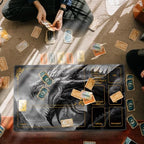 DEGDFSGR for MTG Playmat with Zones 24 x 14 inches for TCG Playmats Non-Slip Rubber Base Commander Play Mat for Lorcana Trading Card Game, Cool Dark Dragon