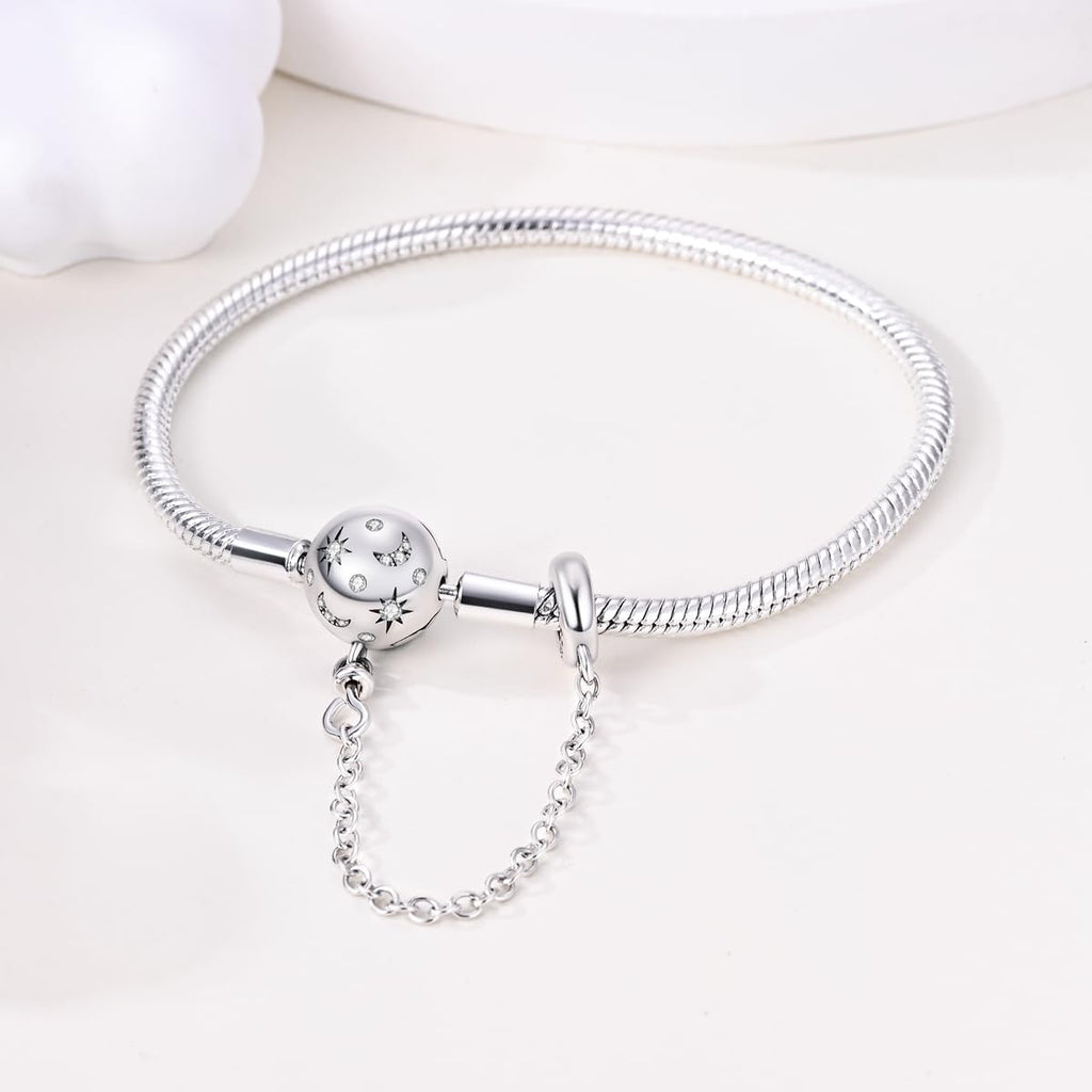 Parmuz 925 Sterling Silver Snake Charm Bracelet for Woman