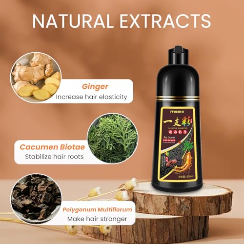Hair Dye Shampoo 3 In 1, 100% Gray Hair Coverage, Dark Wine Red Hair Color Treated Burgundy Shampoo Para Canas, Root Touch 15 Minutes, Home Use for Men & Women Parent, 500ml