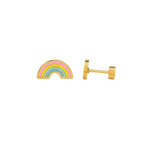 Pip Pop Pastel Rainbow Stud Earrings - everyday jewelry, Gold, hypoallergenic, flat back earring, all-day comfort for sensitive ears