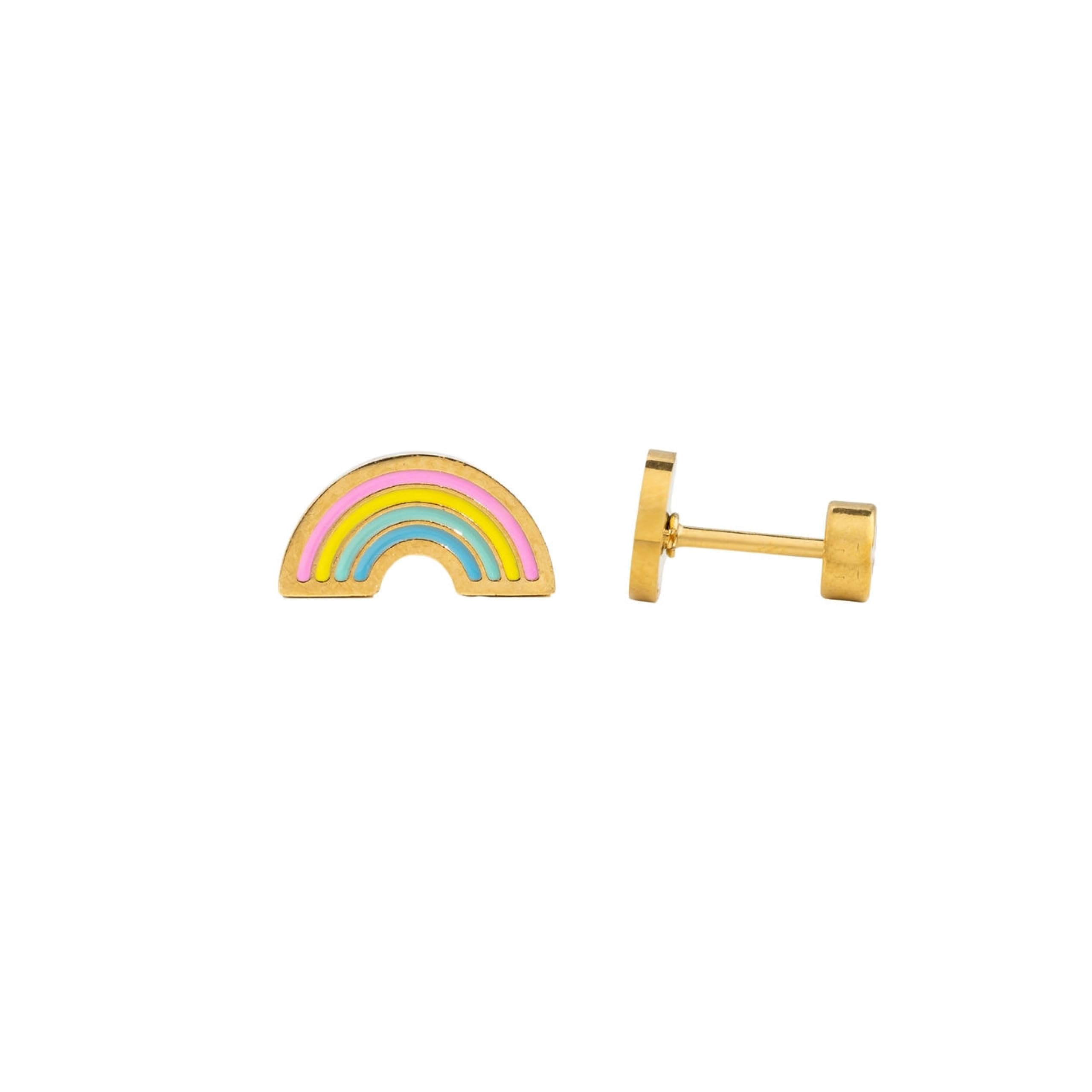 Pip Pop Pastel Rainbow Stud Earrings - everyday jewelry, Gold, hypoallergenic, flat back earring, all-day comfort for sensitive ears
