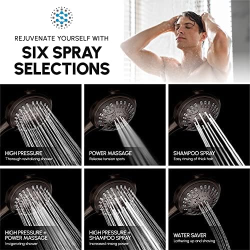 Luxury Spa Series, 6 Spray Settings 4.5 inch Hand Held Shower Head, Long Stainless Steel Hose, MAXX-imize Your Shower with Showerhead in Oil Rubbed Bronze Finish