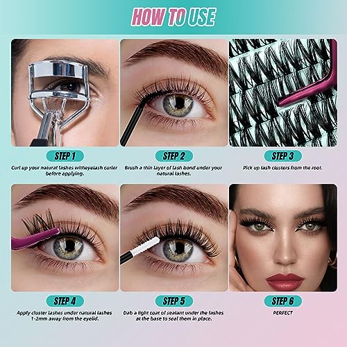 Diy Lash Extension Kit Eyelash Clusters Individual Lashes Extensions Kits With Cluster Lashes Wispy,Lash Bond & Seal,Eyelashes Remover And Applicator at Home Lash Extensions Kit(ASA,D-Mix8-16mm kit)