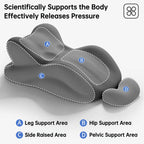 Butt Cushion for Couples - Memory Foam Support Pillow for Women, Sitting and Lying. Ideal for Waist, Neck, and Multi-Position Comfort at Home. Modern Simple Style Pillowcase (All Grey)