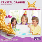 Large 3D Printed Dragon,24 Inch 3D Dragon Toys,Bigger Fidget Crystal Animals Toys, 3D Printed Articulated Animals for Home Office Car Desk Decor (Gold White Purple, 24 inch)