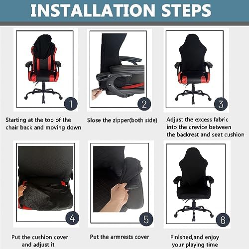 OQHAIR 4 Pieces Ergonomic Gaming Chair Cover with Armrest Soft Jacquard Gaming Chair Slipcover Anti Slip Gaming Chair Cover for Reclining Racing Gaming Gaming Chair -Light Gray