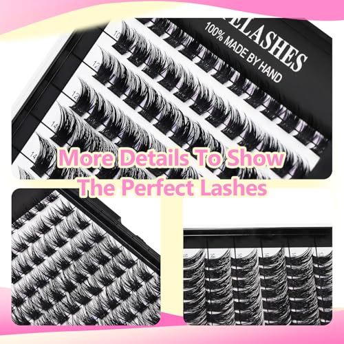 Mixed 8-12-14-16mm/8-10-12-14mm/10-12-14-16mm/14-15-16mm Wide Stem Individual False Eyelashes Soft Lightweight Volume Eyelashes Extensions Makeup Cluster Lashes (mixed 10-12-14-16mm)