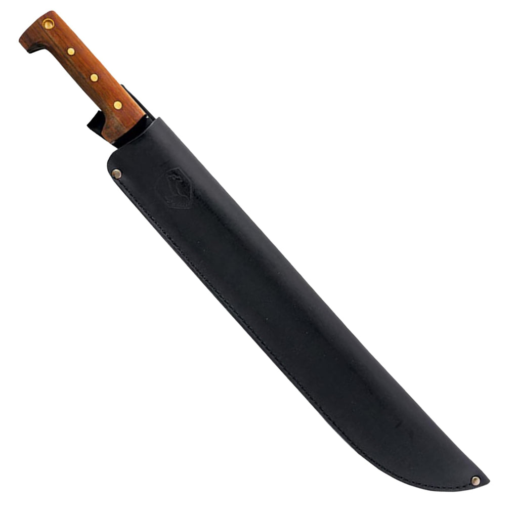 Condor Tool & Knife El Salvador Machete Wood Handle W/Leather Sheath - Heavy Duty Machete - 1075 High Carbon Steel - Walnut Handle - Hand Crafted Leather Sheath - 3mm Full Tang - 18in Blade - 32.5oz