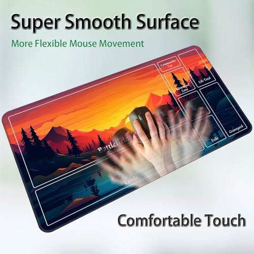 for MTG Game Playmat, for Magic TCG Rubber Play mat,Tabletop Card Playmats with Smooth Surface,Trading Card Inked Game Mat with New Zones,Battle Game,Sunset Forest