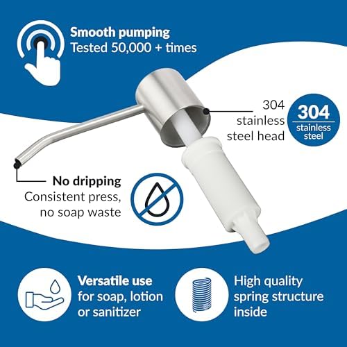Soap Dispenser for Kitchen Sink(Brushed Nickel),Stainless Steel Countertop Dish Soap Dispenser Pump with 47 '' Extension Tube kit
