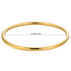 Kainier 3mm 14K Gold Plated Bracelet Stainless Steel Glossy Stackable Thin Round Bangle Bracelet for Women Solid Plain Polished Bracelet Best Gifts for Love