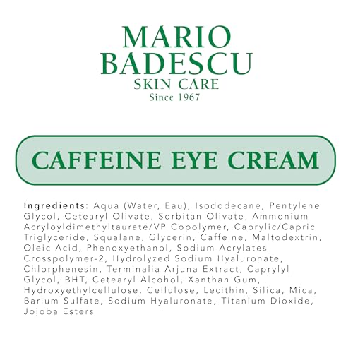 Mario Badescu Caffeine Eye Cream for All Skin Types | Visibly Decreases Dark Circles and Under Eye Bags, Formulated with Caffeine & Squalane, 0.5 Oz (Pack of 1)