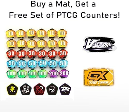 Playmat for Trading Card Game – 2-Player Trainer Mat with 37 Damage Counters and Professional Storage Bag