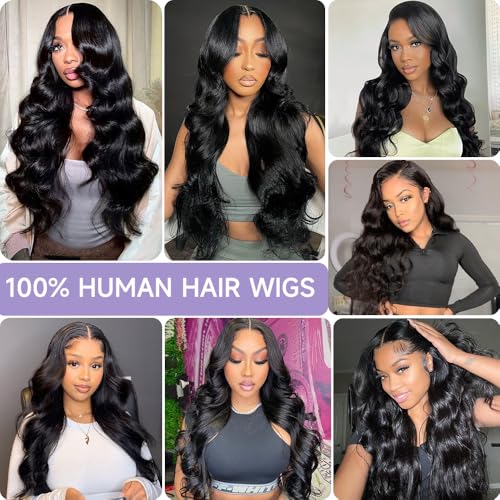 Body Wave Lace Front Wigs Human Hair Pre Plucked With Bleached Knots 200 Density HD Lace Frontal Human Hair Wig 13x6 Transparent Lace Front Wigs Human Hair With Baby Hair 28 Inch