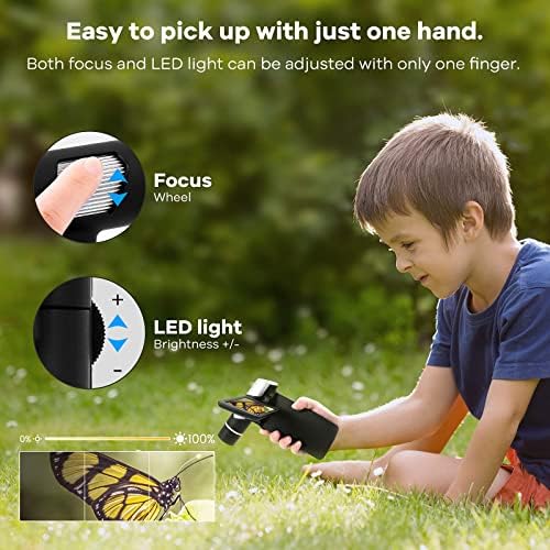 Andonstar AD203 Handheld Digital Microscope, Portable Pocket USB Coin Microscope with 4 inch Screen for Kids and Adults, Black, Electronic FHD Video, Windows Mac PC