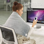 Heating Pad - Electric Heating Pads - Hot Heated Pad for Back Pain Muscle Pain Relieve - Dry & Moist Heat Option - Auto Shut Off Function (Light Gray, 33''×17'')