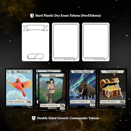 NERD GEAR Commander Essentials Kit - Ultimate Accessory for MTG Commander EDH - MTG Command Zone Tray - Health Counter - Spin Down Dice - Dry Erase Tokens (Ancient Bronze)